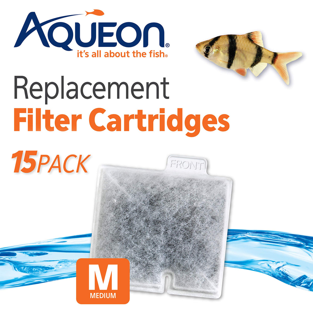 Aqueon Medium cartridge side view showing FRONT tab for easy installation.