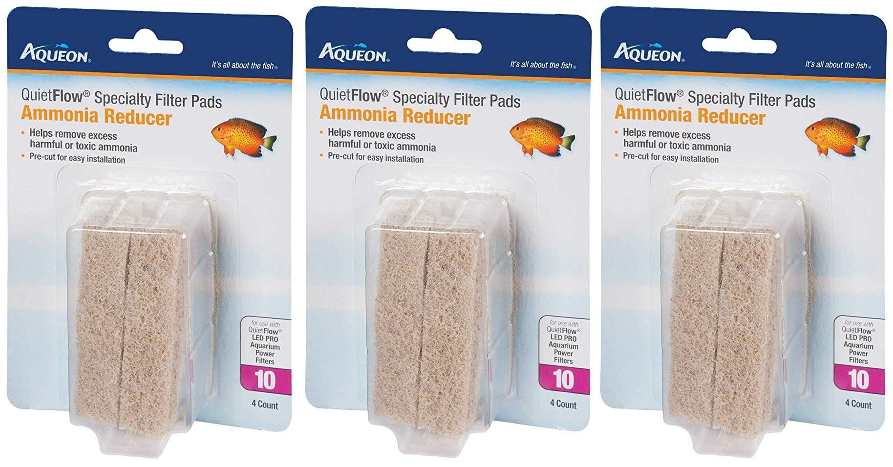 Aqueon Quiet Flow 10 ammonia reducing filter pad cleans tank water and reduces ammonia