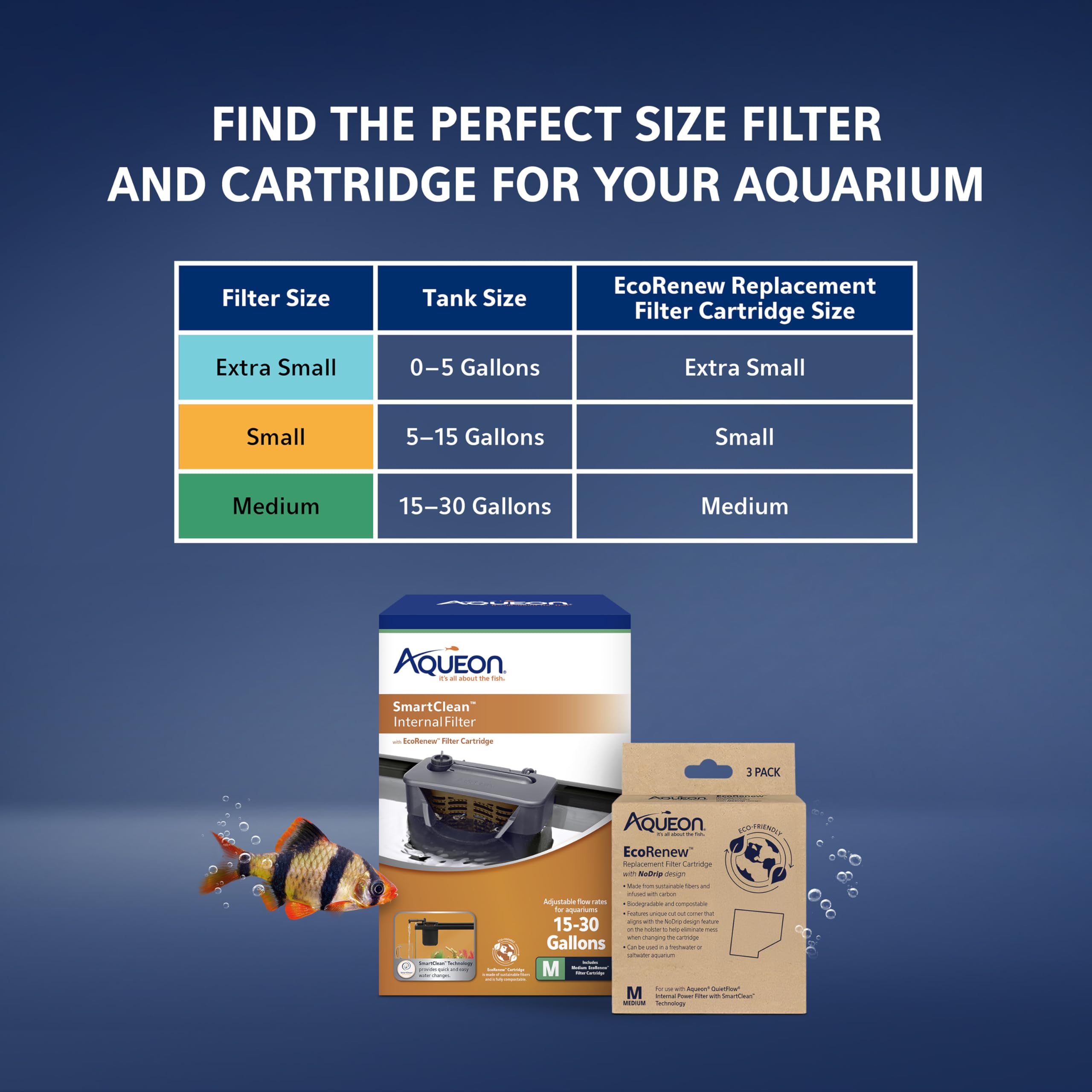 Aqueon QuietFlow auto-start pump restarts after power loss for continuous filtration.