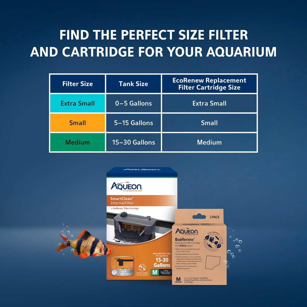 Aqueon QuietFlow auto-start pump restarts after power loss for continuous filtration.