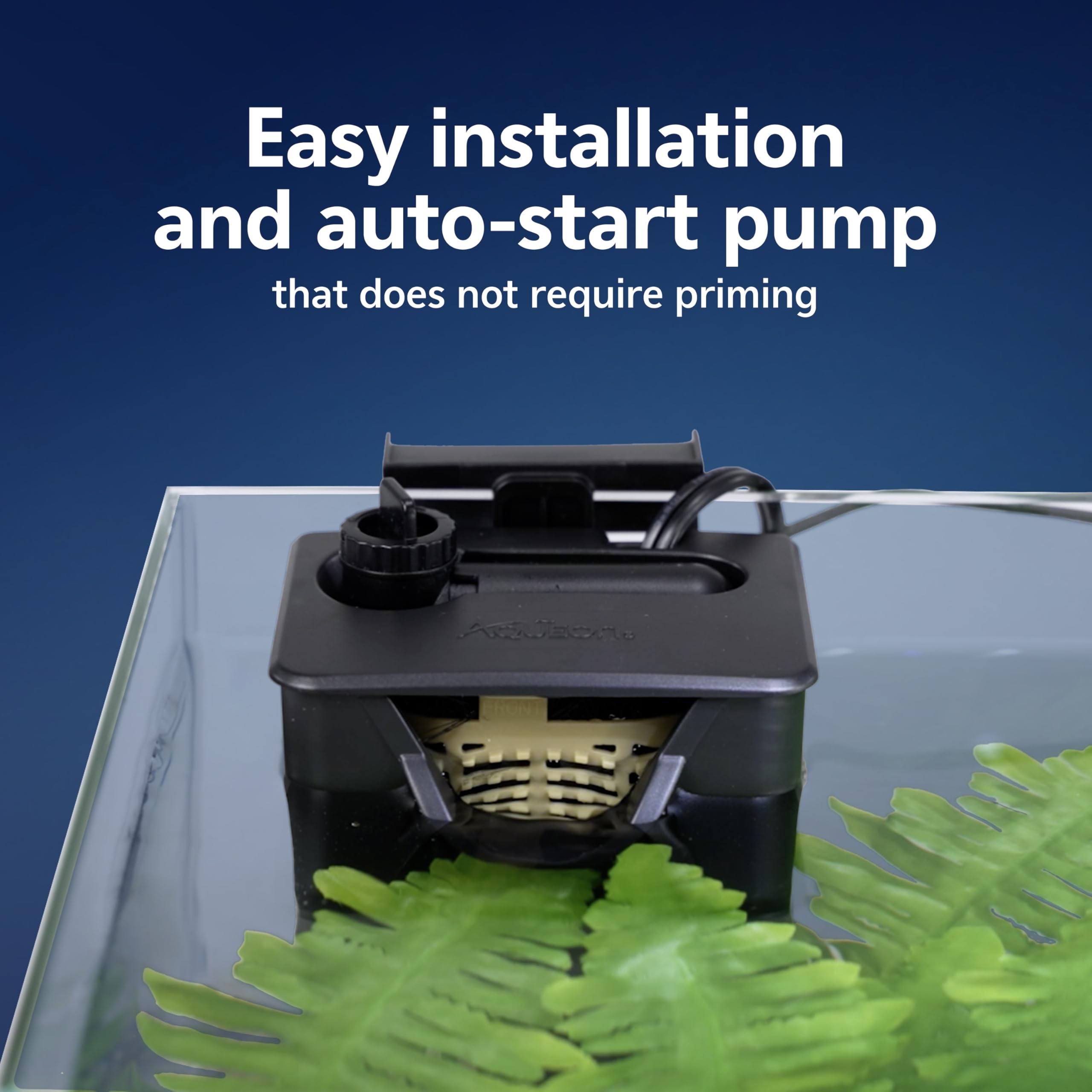 Aqueon QuietFlow NoDrip design minimizes spills during cartridge changes.