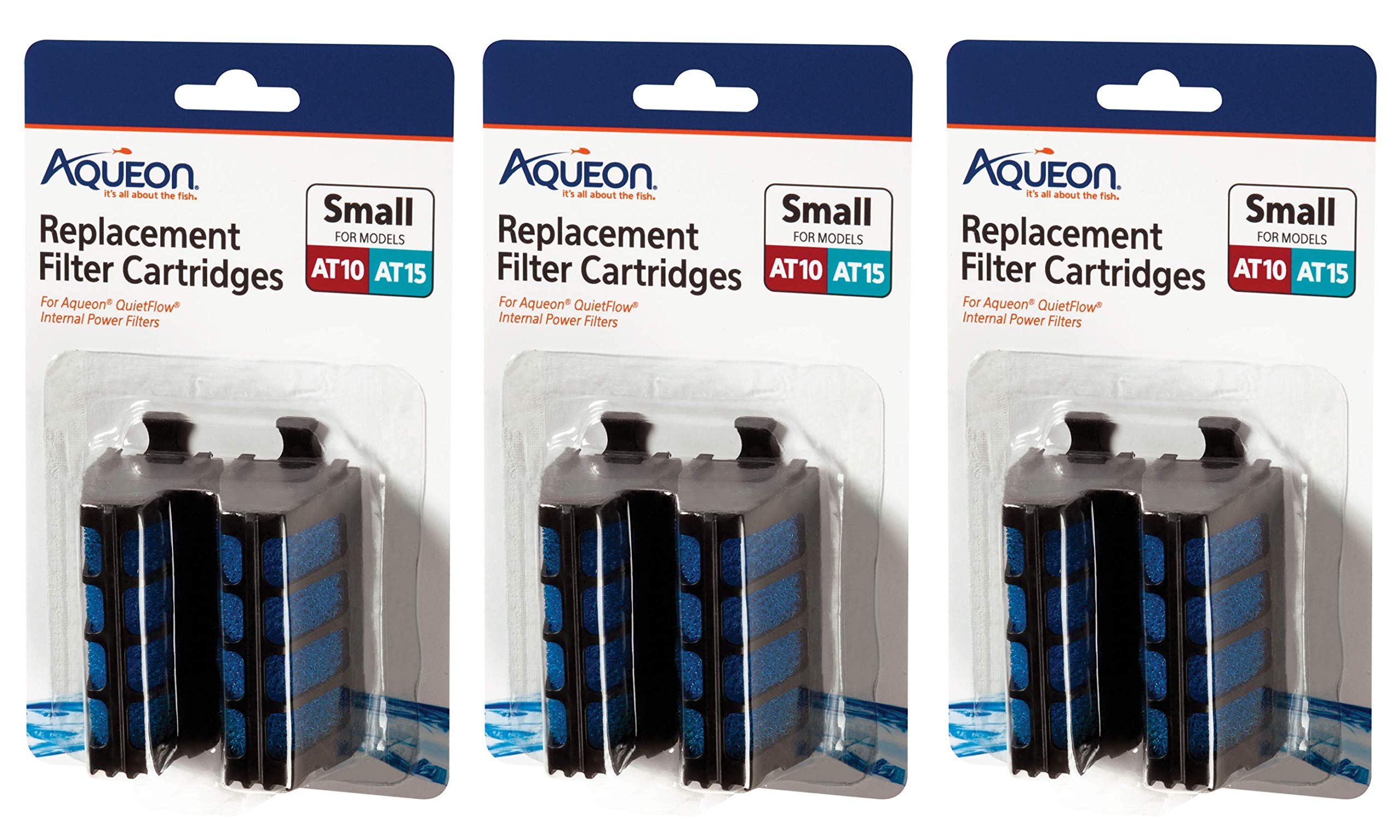 Aqueon QuietFlow replacement cartridge, small size, improves water filtration for AT10 and AT15.