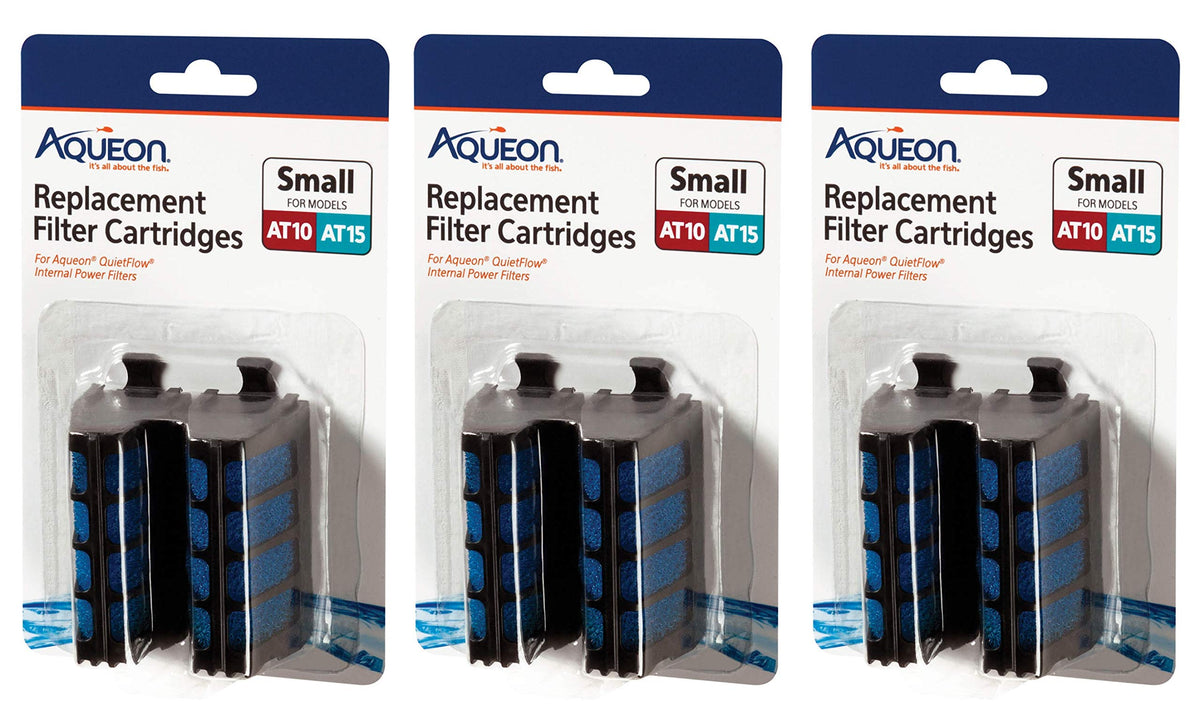 Aqueon QuietFlow replacement cartridge, small size, improves water filtration for AT10 and AT15.