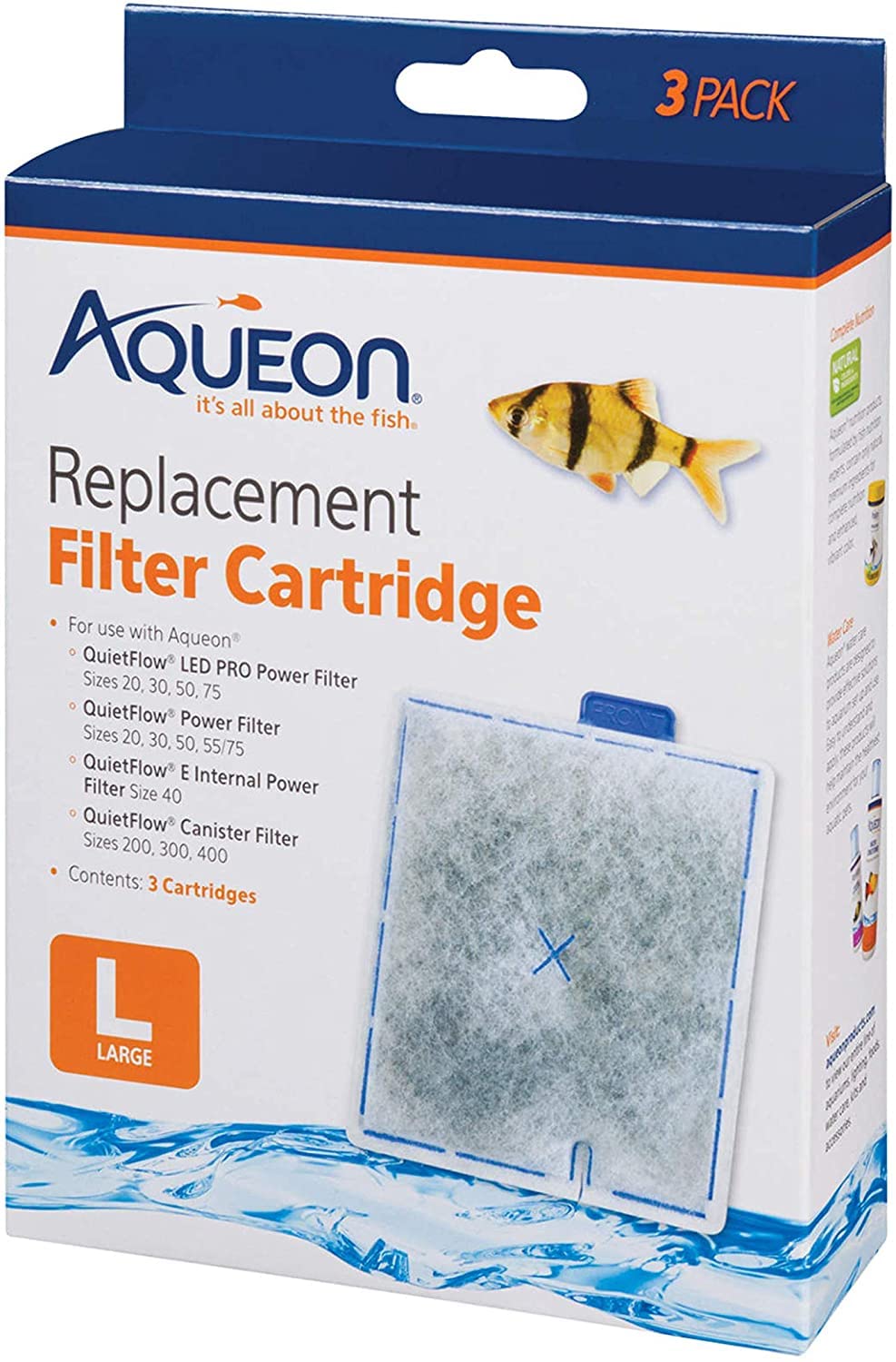 Aqueon replacement filter cartridge large inside-filter view for thorough filtration