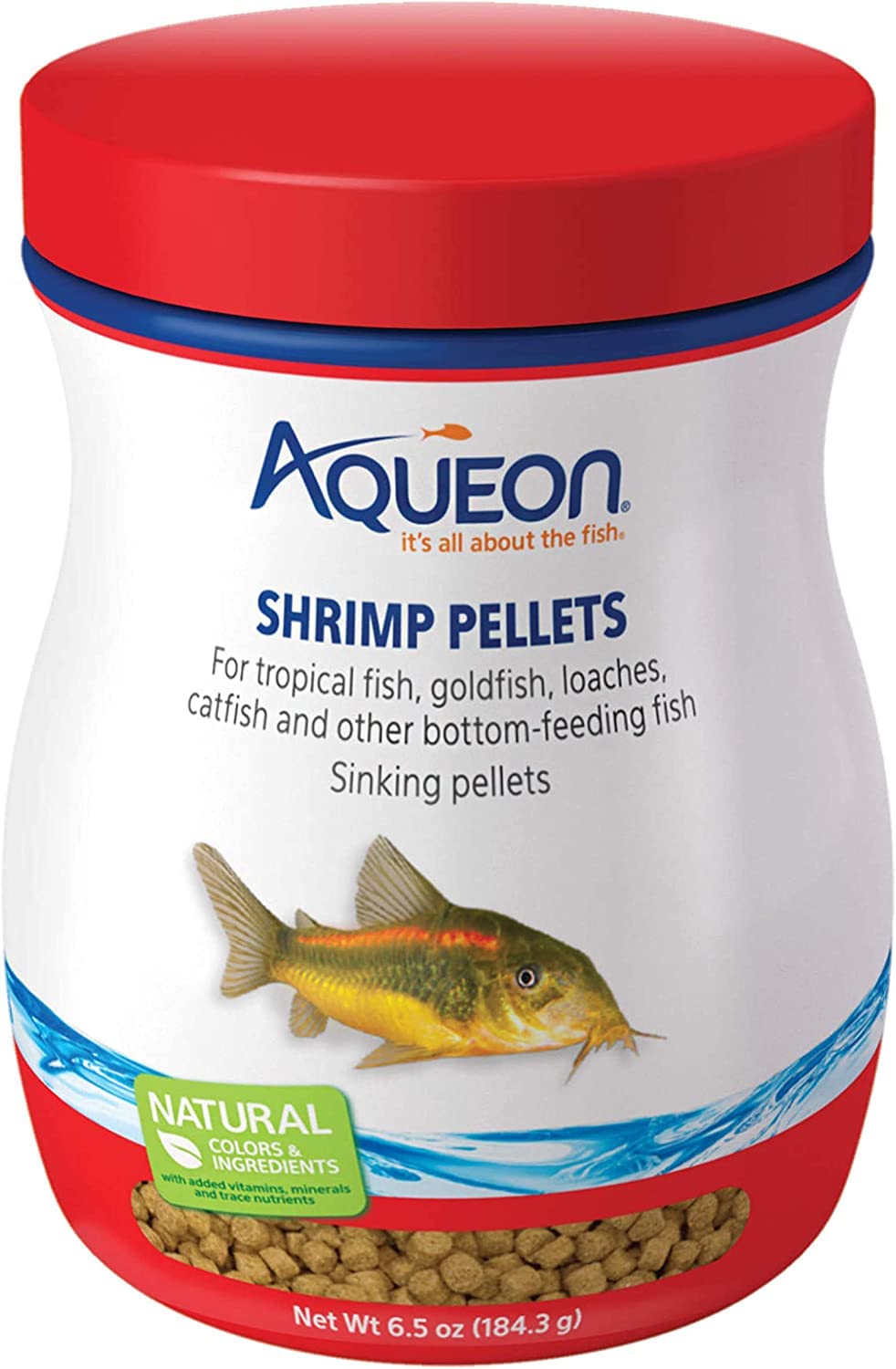 Aqueon Shrimp Pellets packaging showing the convenient two-pack for bottom feeders