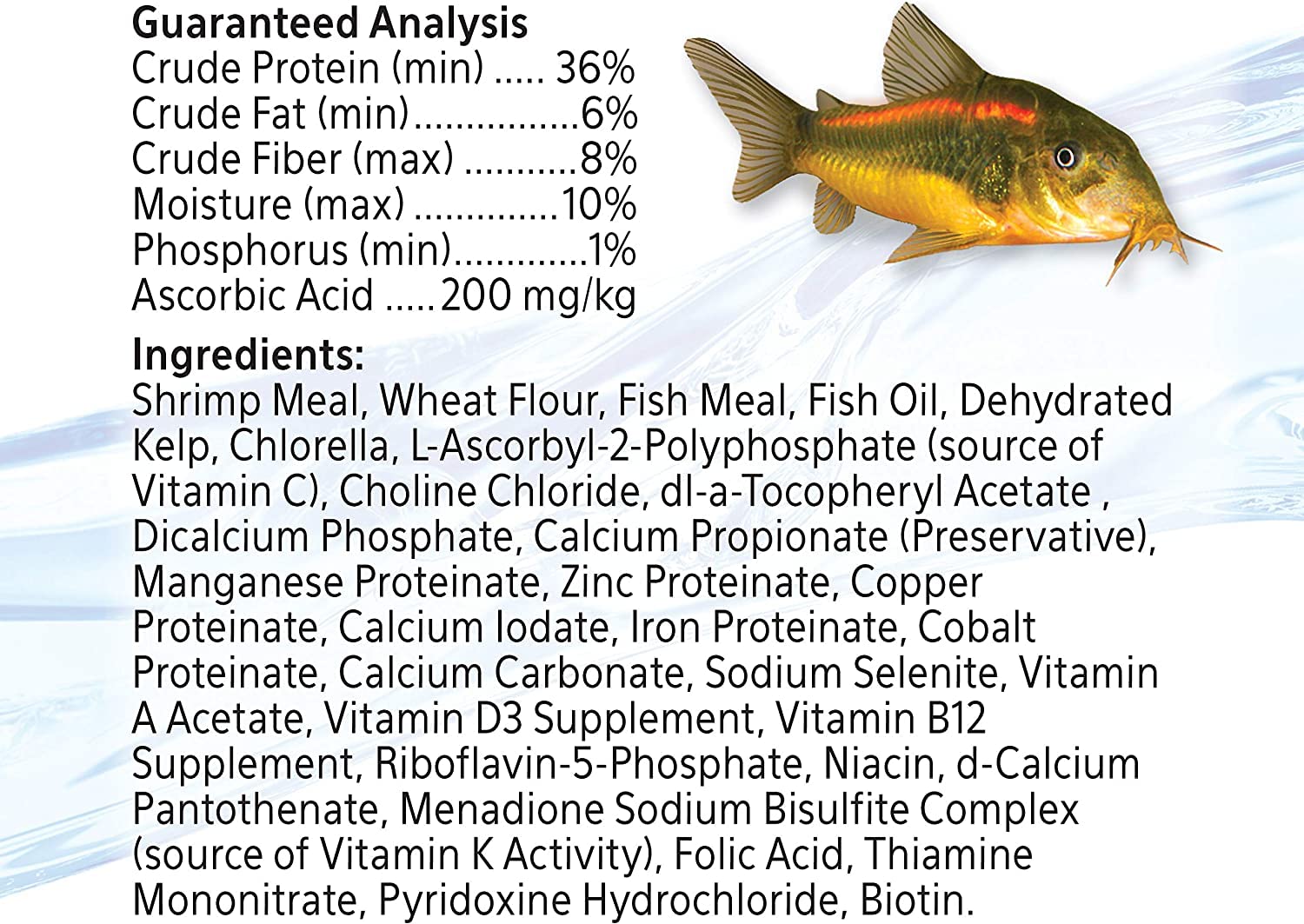 Aqueon Shrimp Pellets water-sinking-action shows pellets reaching bottom-dwelling fish.