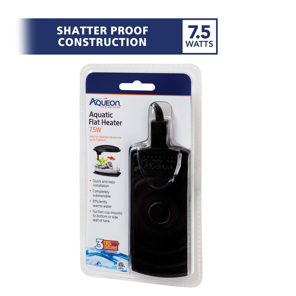 Aqueon small flat heater closeup highlights submersible design for safe water temperature control.