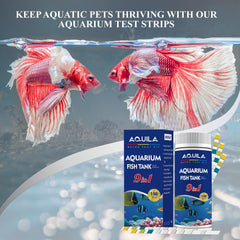 A QUILA Aquarium Water Test Kit color chart shows precise comparisons for reliable results.