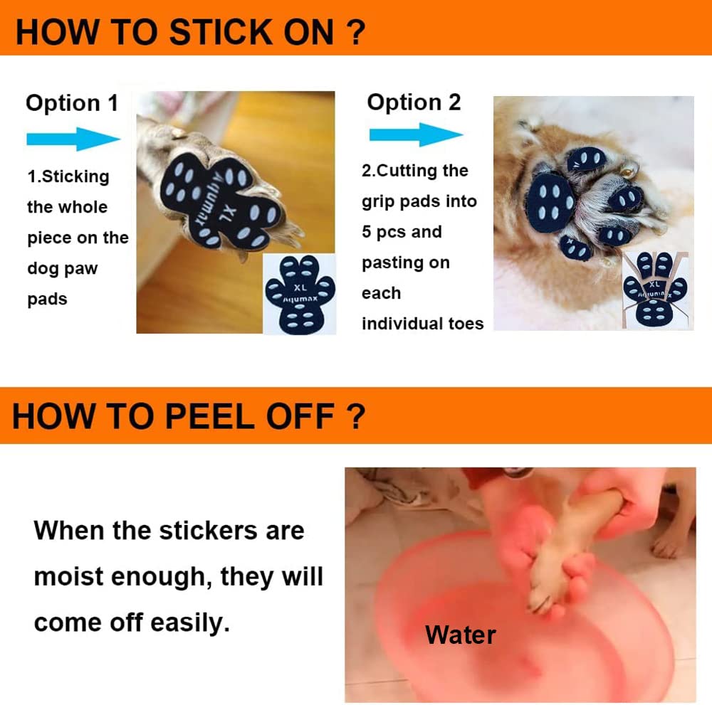 Aqumax paw grips applied on dog's paw demonstrating added stability