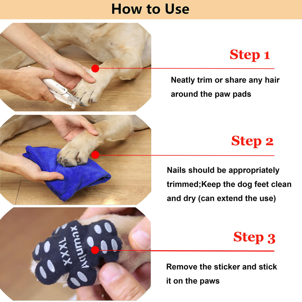 Aqumax paw grips applied on a slick floor to show traction