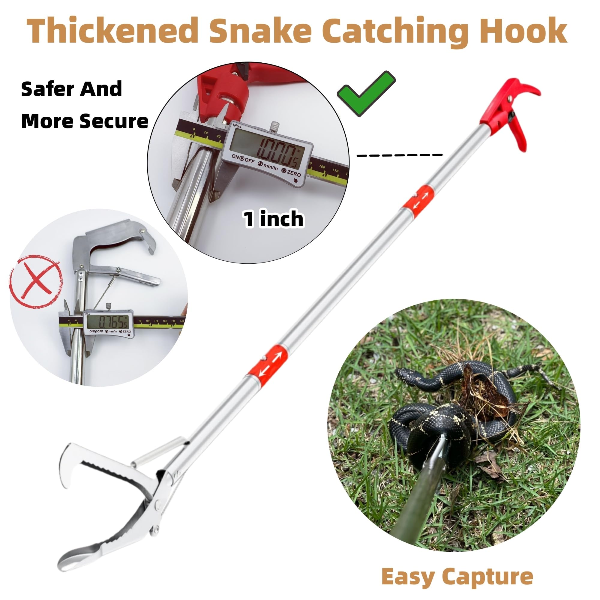 AQWXC snake grabber anti-slip ergonomic grip supports steady control in wet conditions
