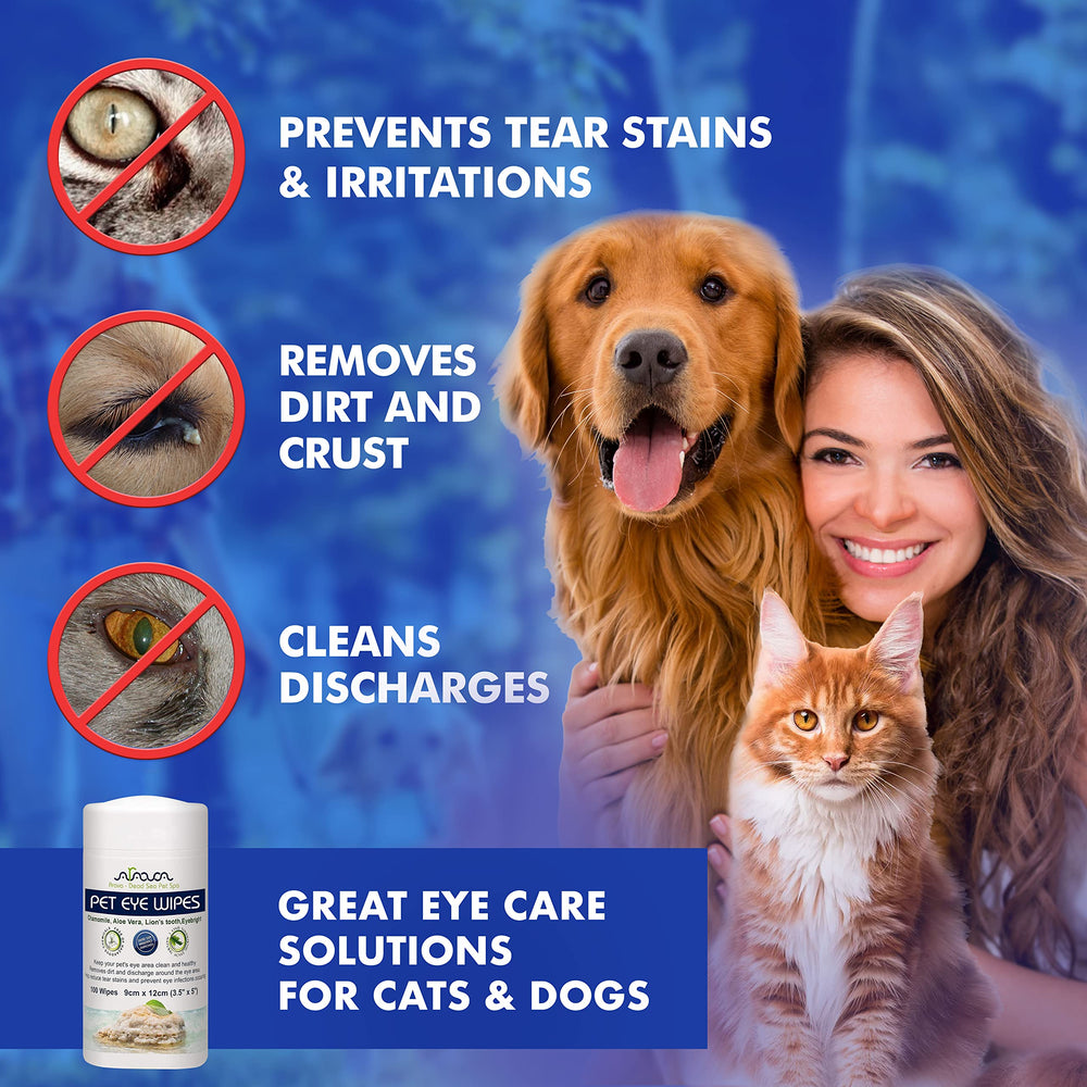 Applying Arava Pet Eye Wipes to a dog around sleepy eyes