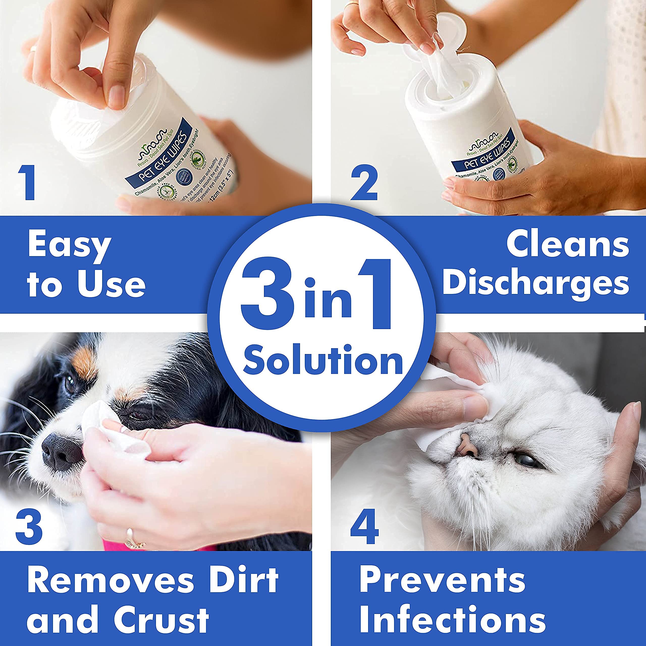 Arava Pet Eye Wipes clean around dog eyes for a tidy look