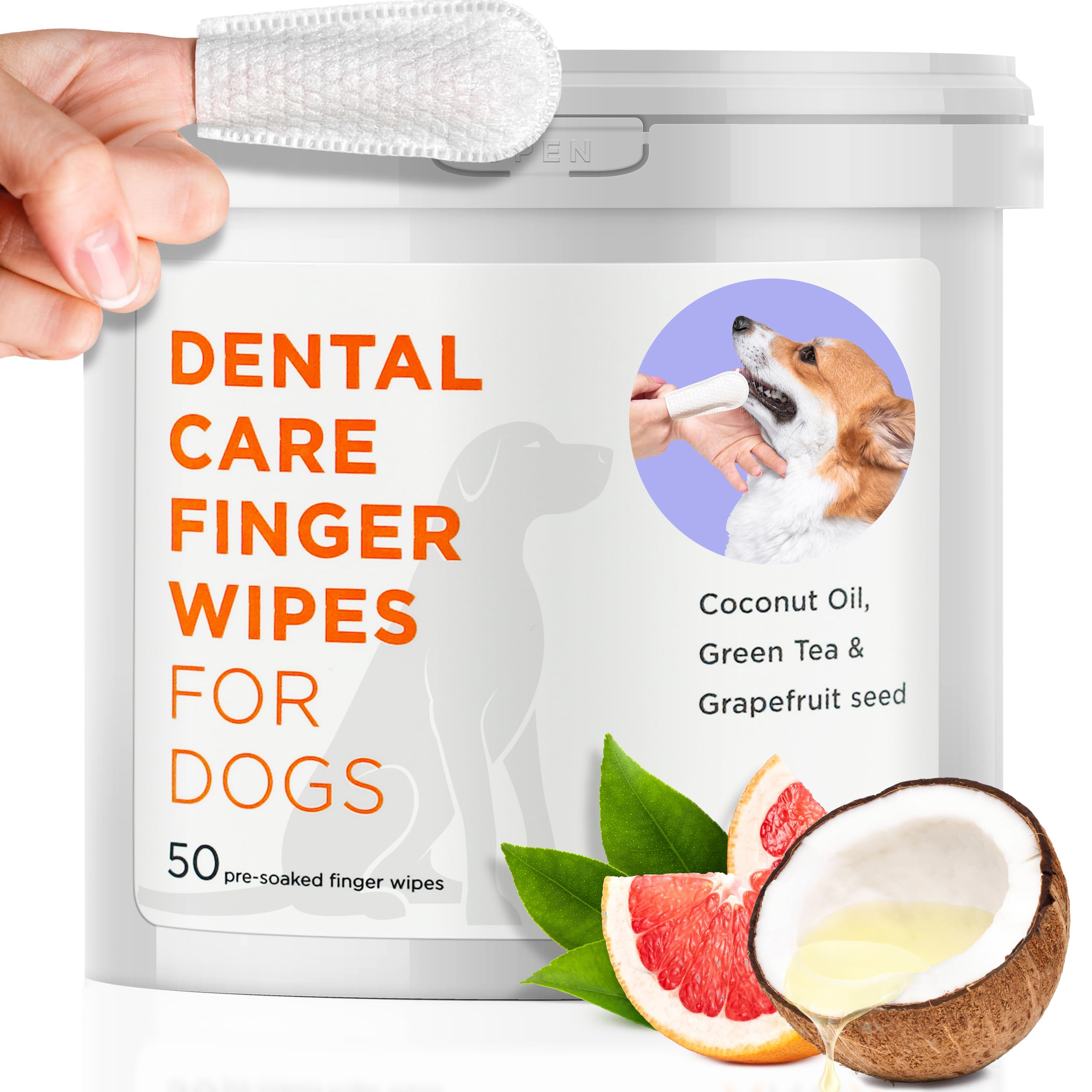 ARCA PET Dental Finger Wipes packaging shows easy daily dog dental care.