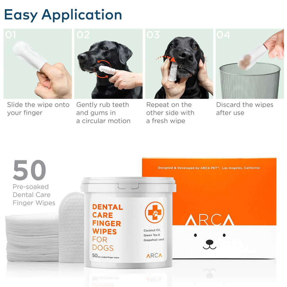 ARCA PET wipes suitable for small to large dogs during brushing.