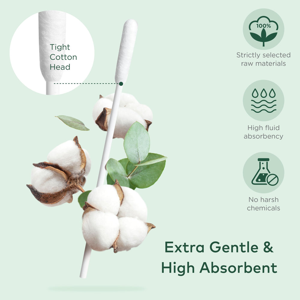 ARCA PET soft absorbent cotton heads for gentle medicine application.