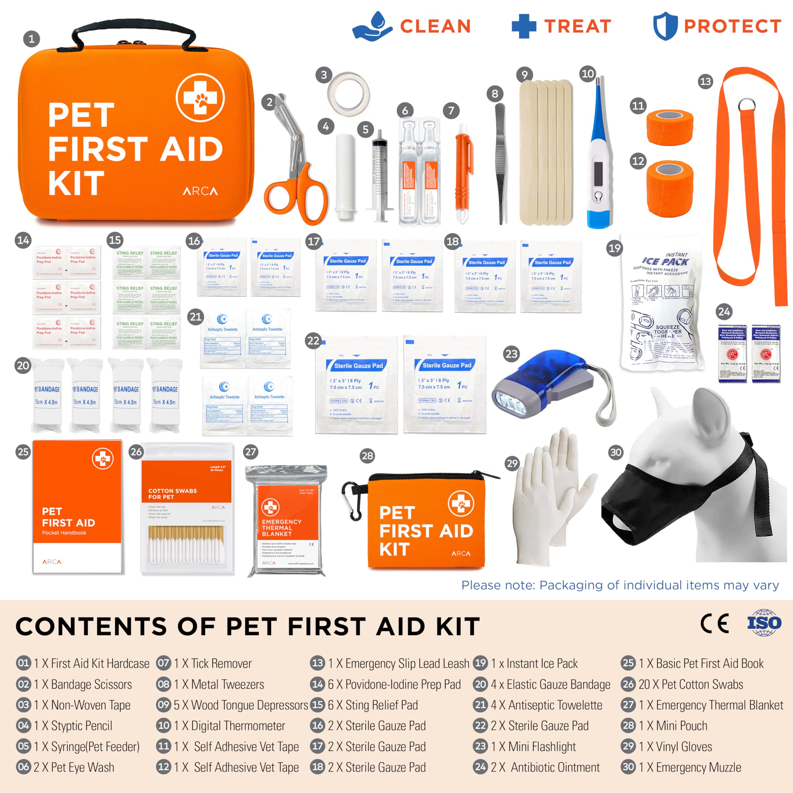 ARCA PET travel emergency kit with digital thermometer for on-the-go health checks