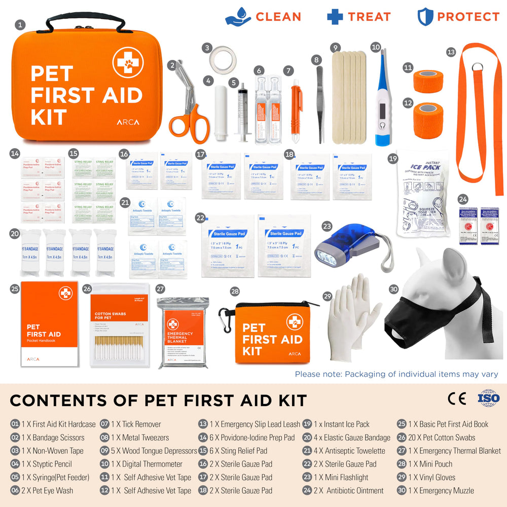 ARCA PET travel emergency kit with digital thermometer for on-the-go health checks