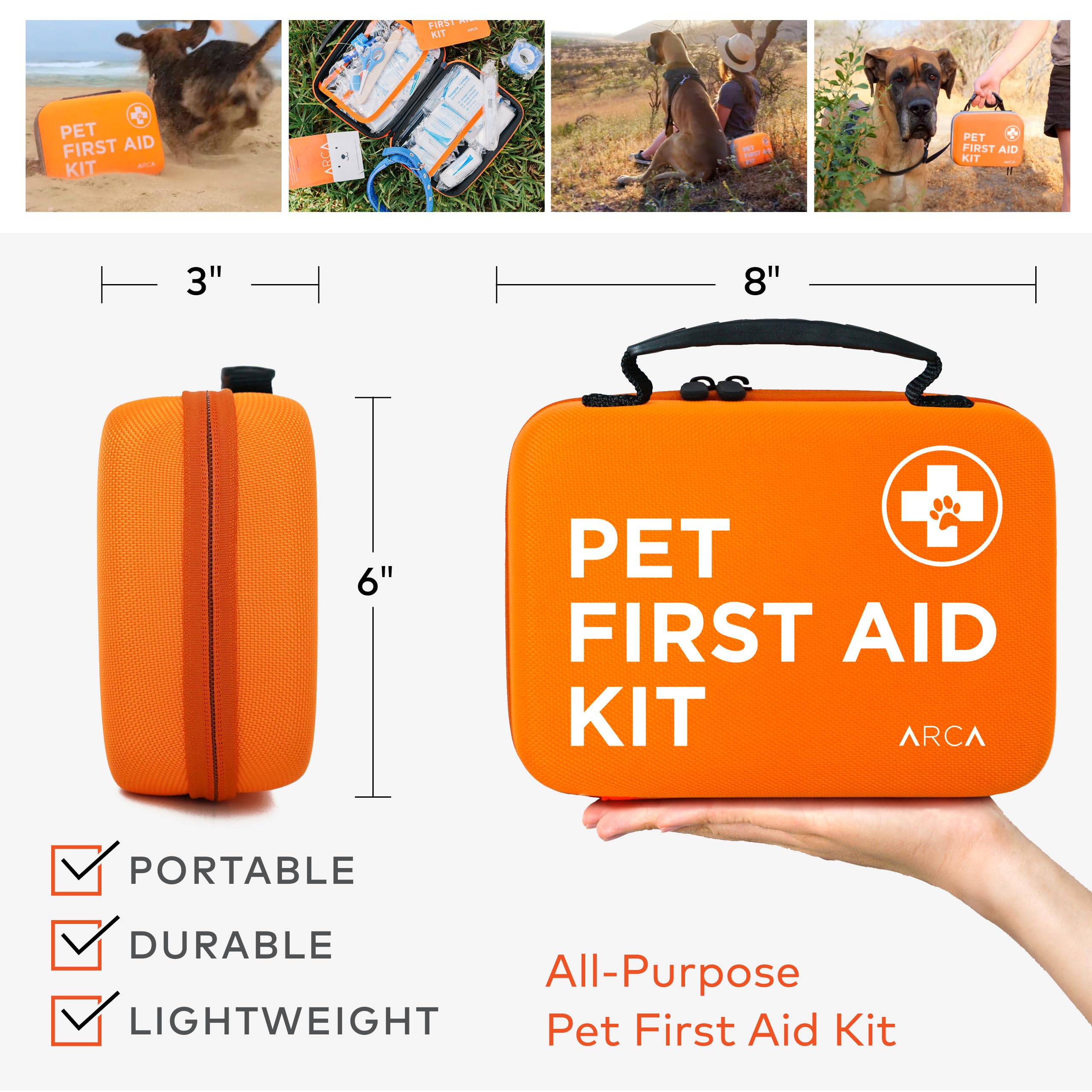 ARCA PET vet-endorsed first aid kit designed for pet safety on trips