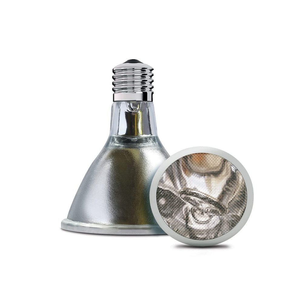 Arcadia 80W Deep Heat Emitter shows wide heat beam for even enclosure coverage.