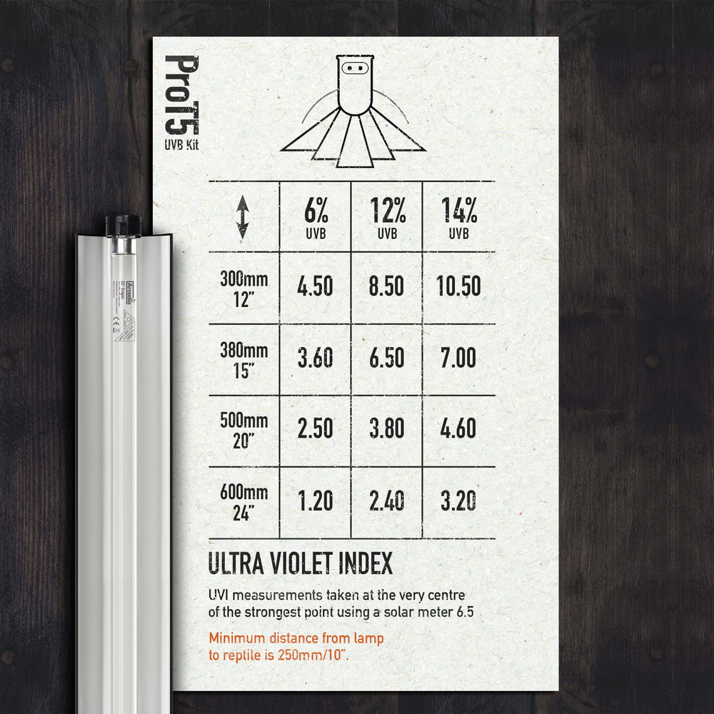 Arcadia T5 UVB removable curved reflector enhances light delivery to the basking zone.
