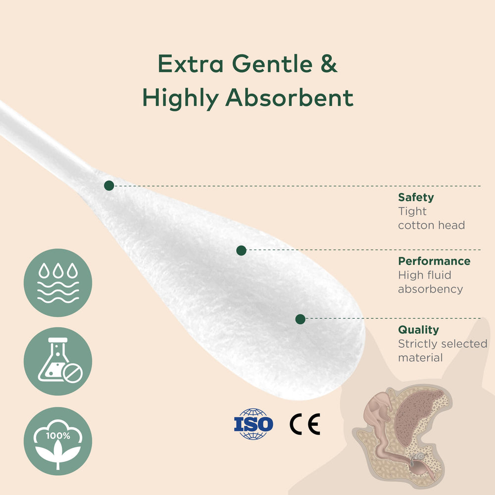 ARCA PET cat ear cleaner swabs with long heads enable careful cleaning in cats