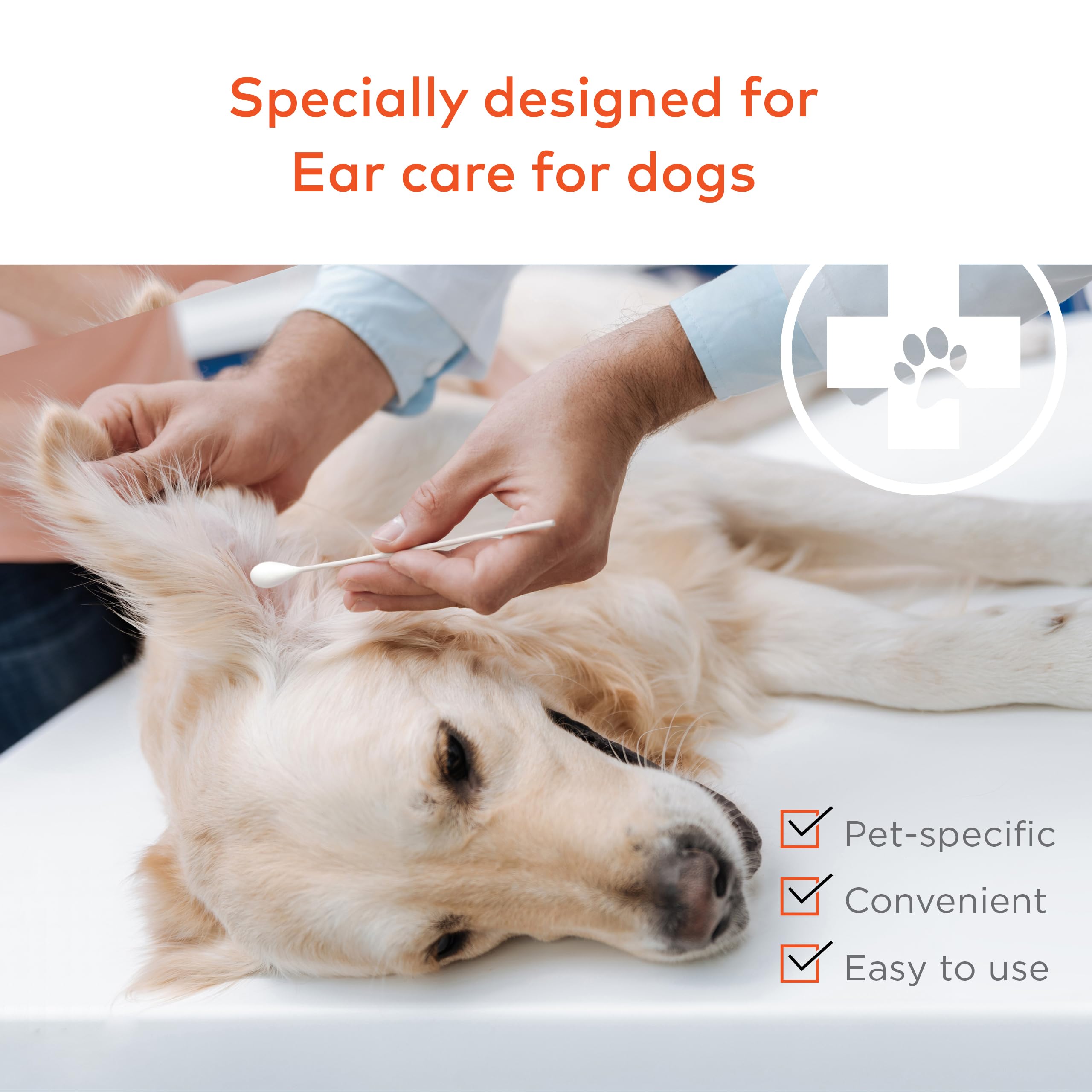 ARCA PET dog ear cleaner swabs with long heads reach deep into dog ears