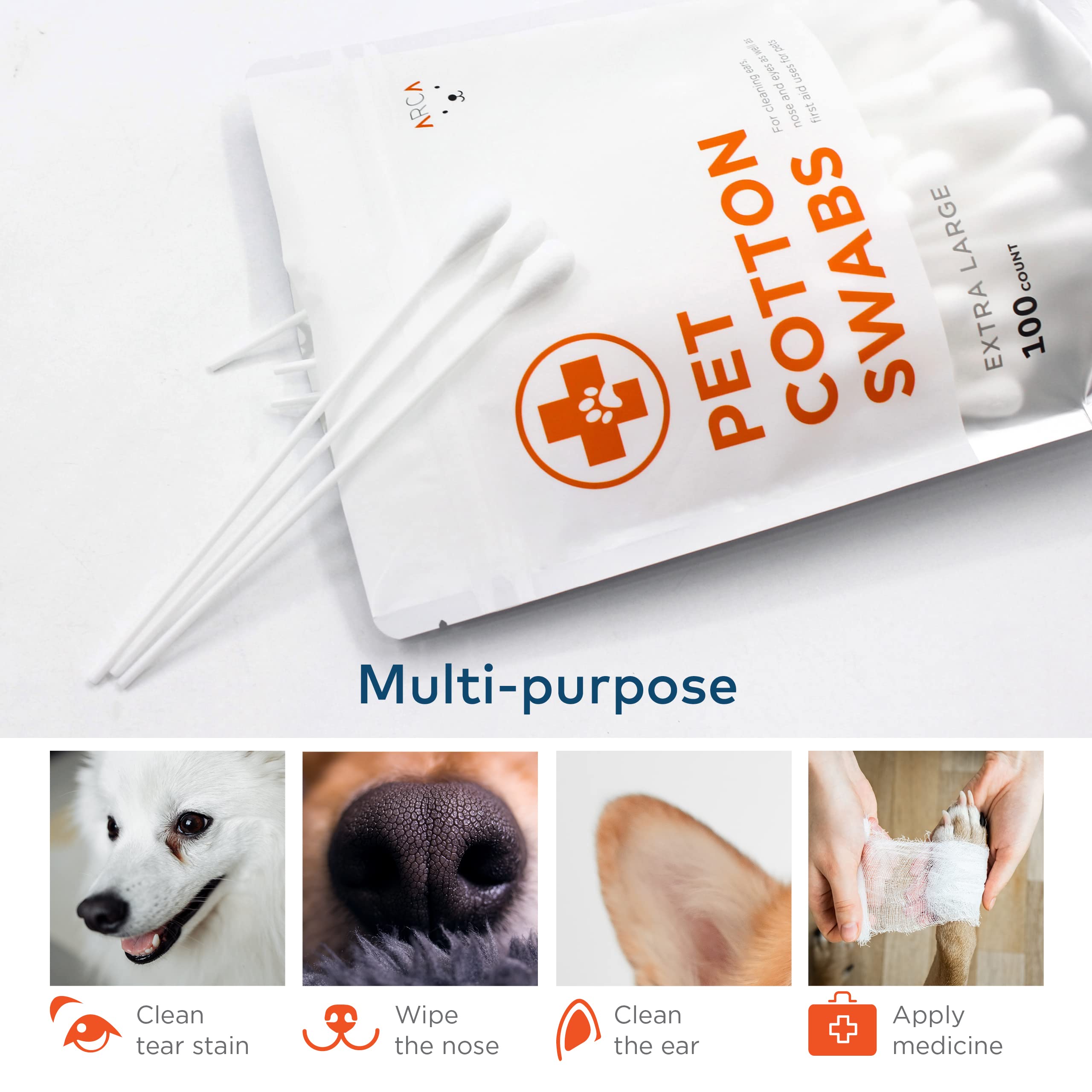 ARCA PET soft-absorbent cotton heads help gentle cleaning and medicine application