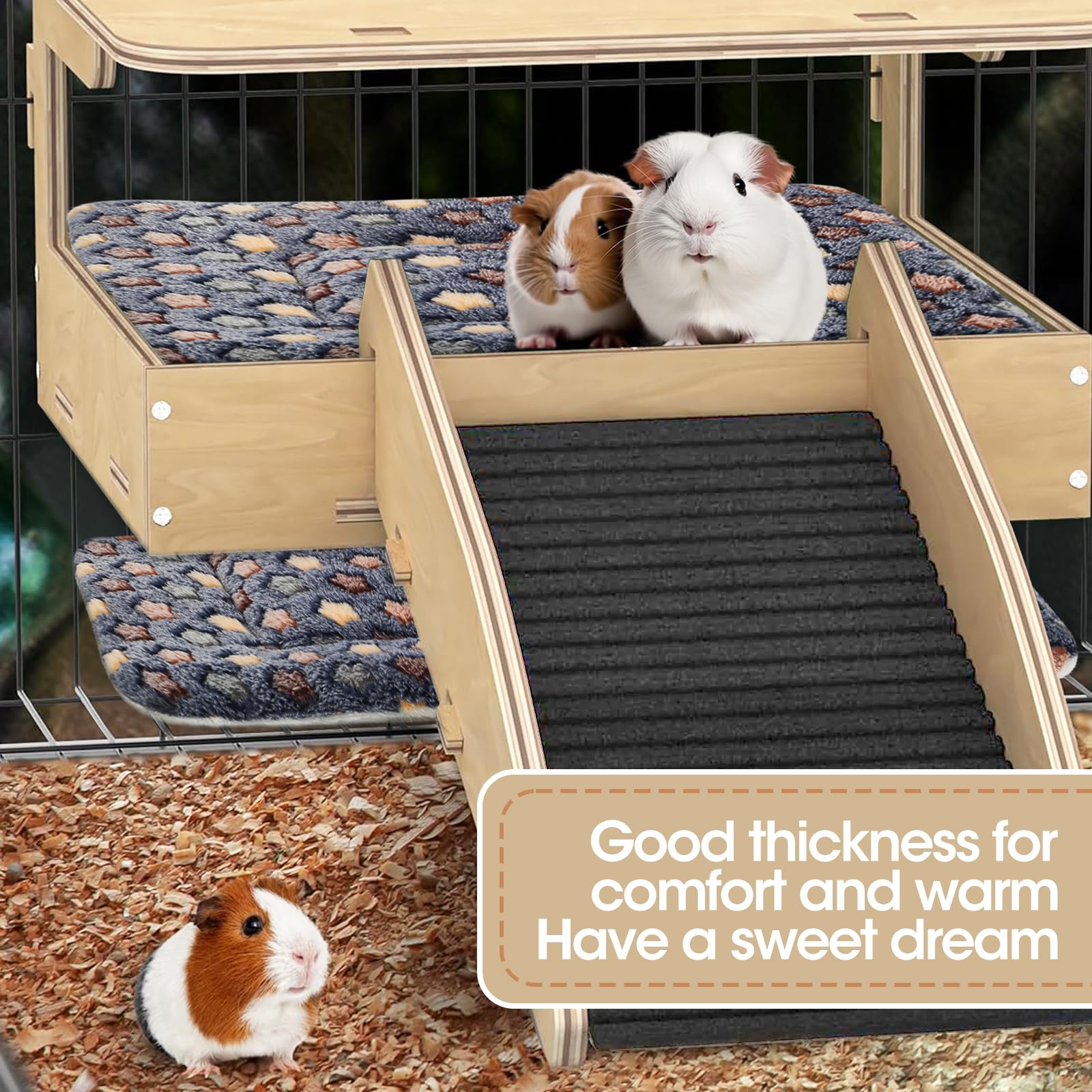 ARCTIC EAGLE Guinea Pig Bed 2 Pack in cage demonstrates versatile comfort in homes.
