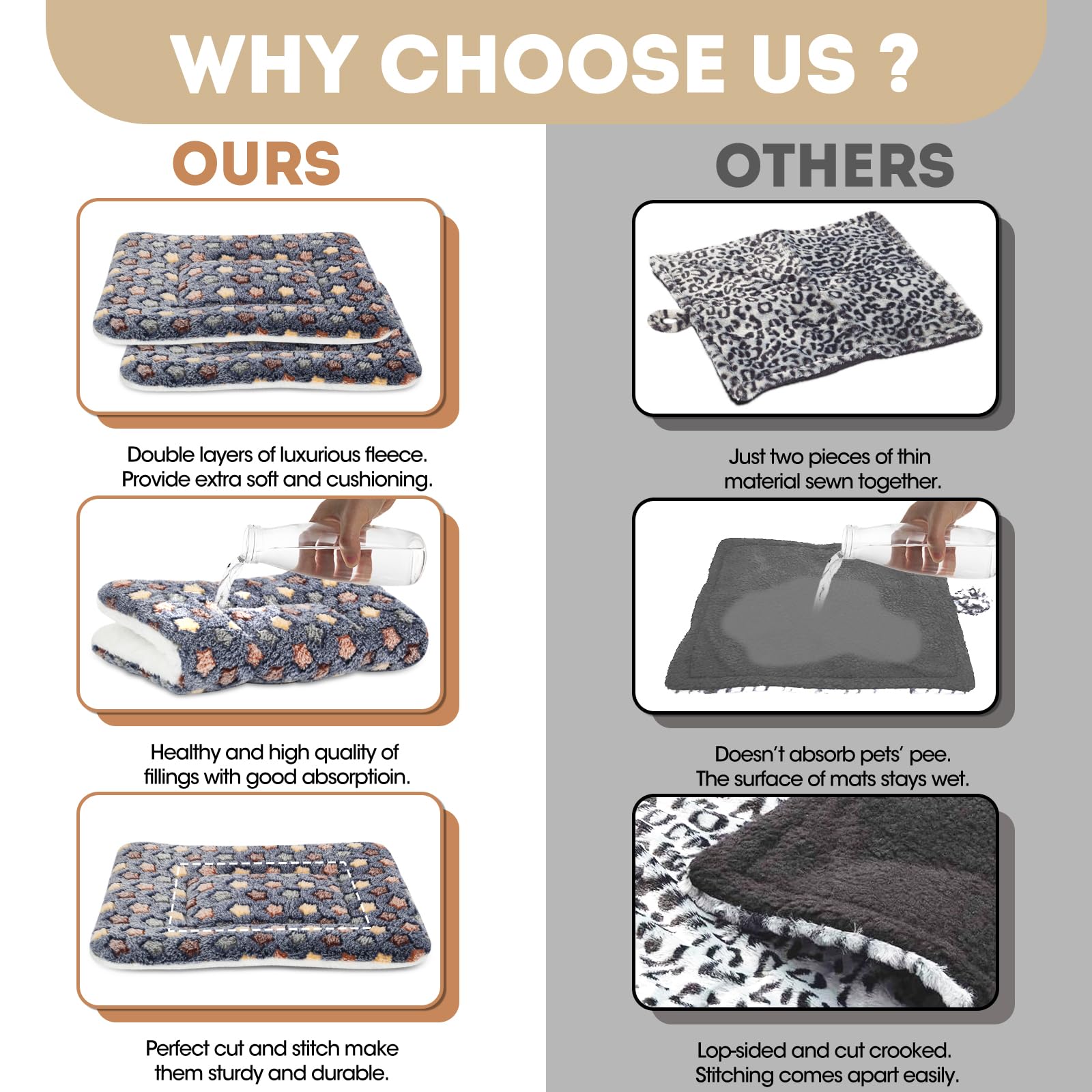 ARCTIC EAGLE Guinea Pig Bed 2 Pack stitched edge shows durable construction for daily use.