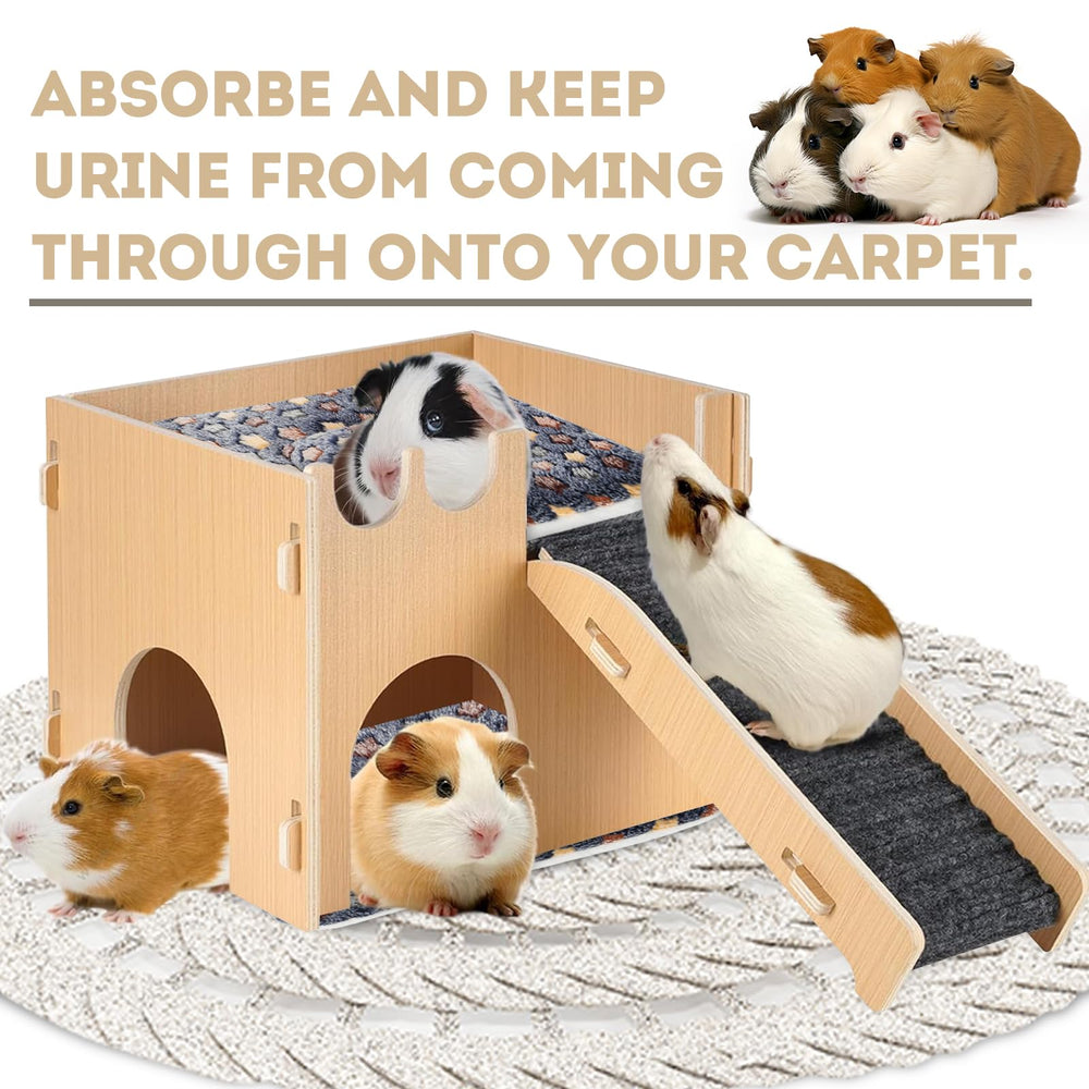 ARCTIC EAGLE Guinea Pig Bed 2 Pack underneath wood bridge for cozy nesting.