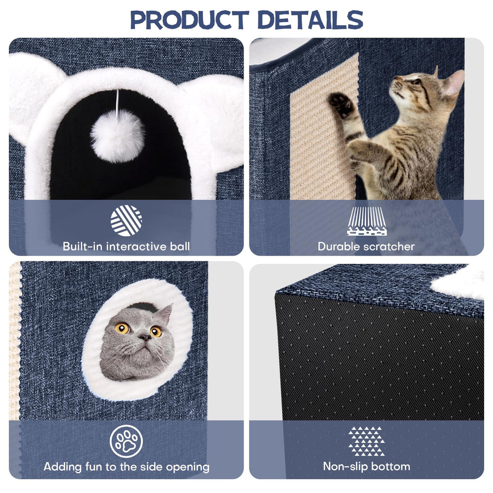 Areerlaf cat bed foldable structure stores flat for easy transport.