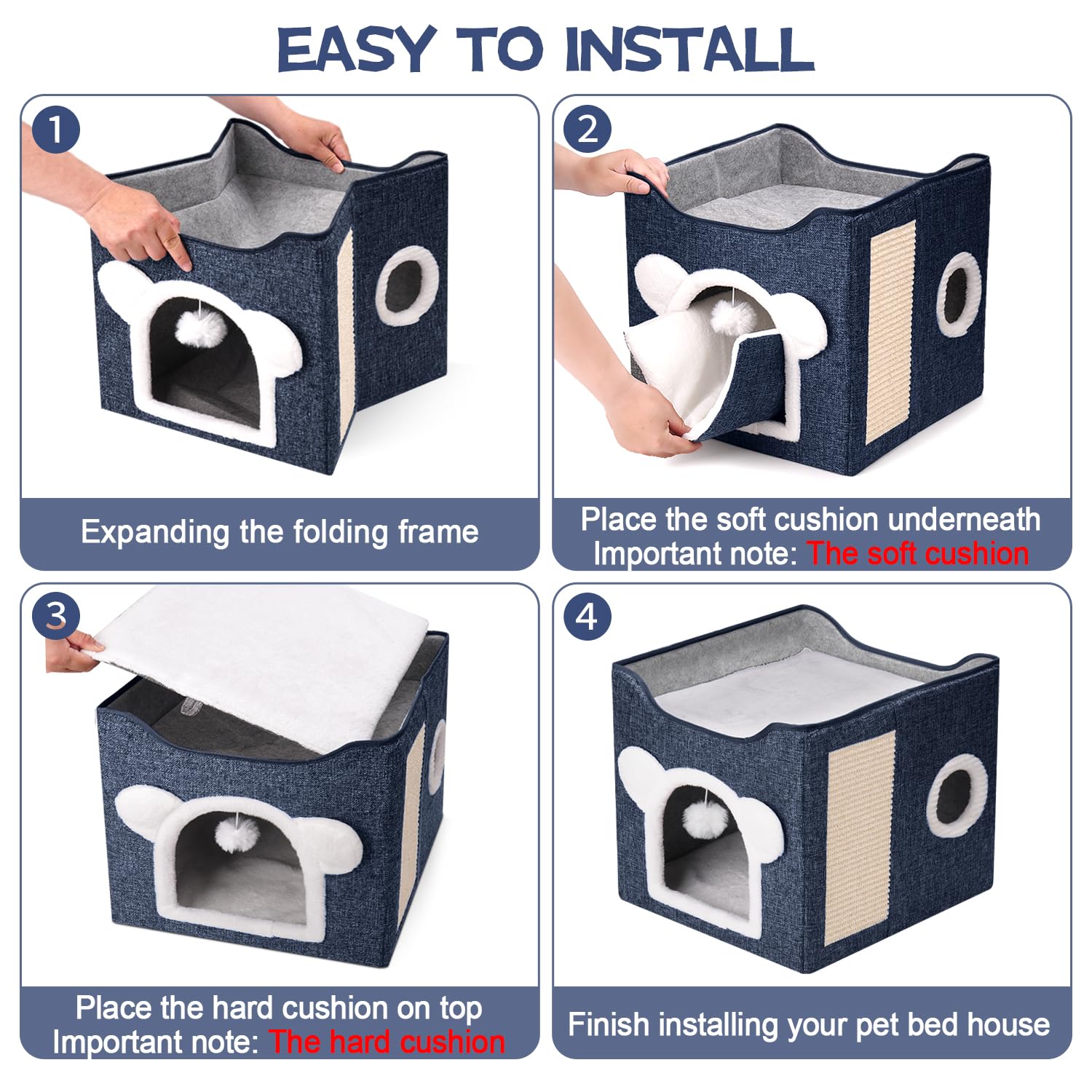 Areerlaf cat bed hanging fluffy ball adds interactive fun for cats.