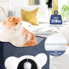 Areerlaf cat bed reversible cushion offers summer linen and winter plush comfort.