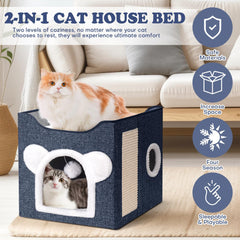 Areerlaf cat bed with scratch pad boosts play while protecting furniture.