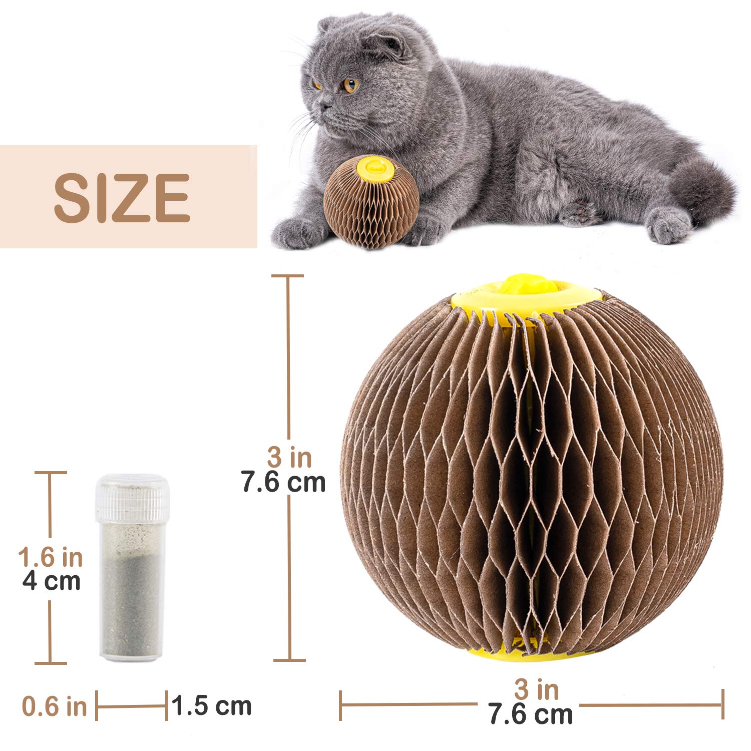 AREIIA catnip ball toy made from eco-friendly cardboard material