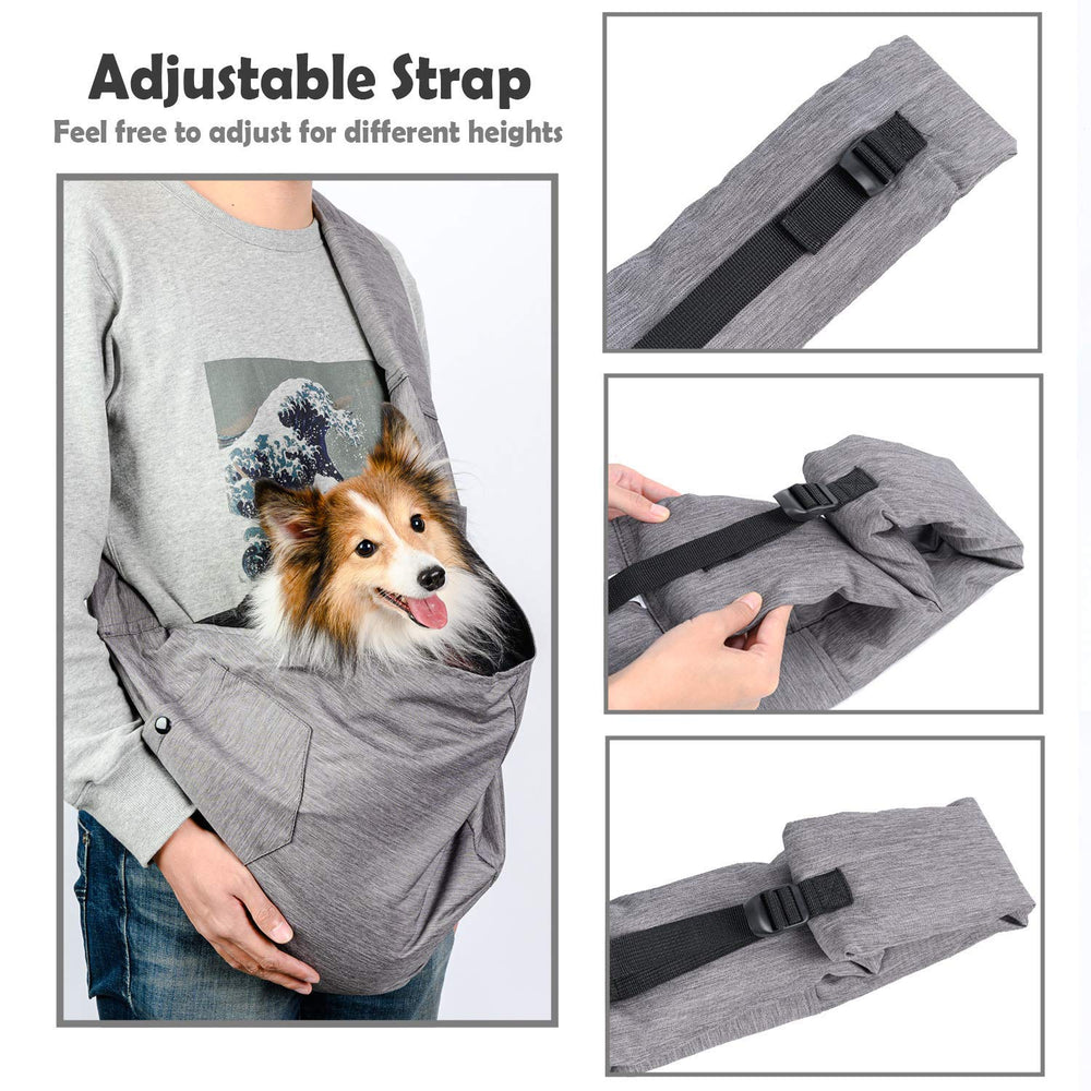 ARELLA dog sling grey padded-strap enhances comfort during walks.