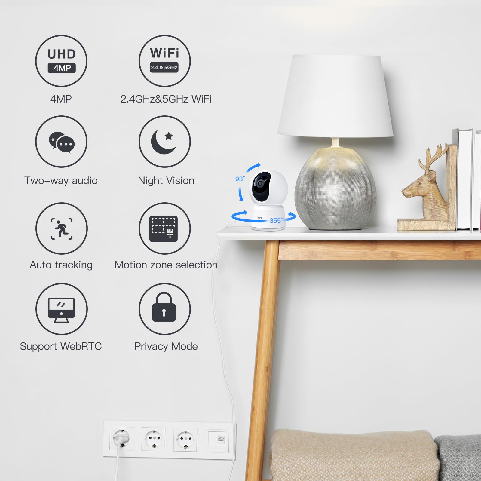 ARENTI 4MP pet camera auto-tracking capturing lively pet moments