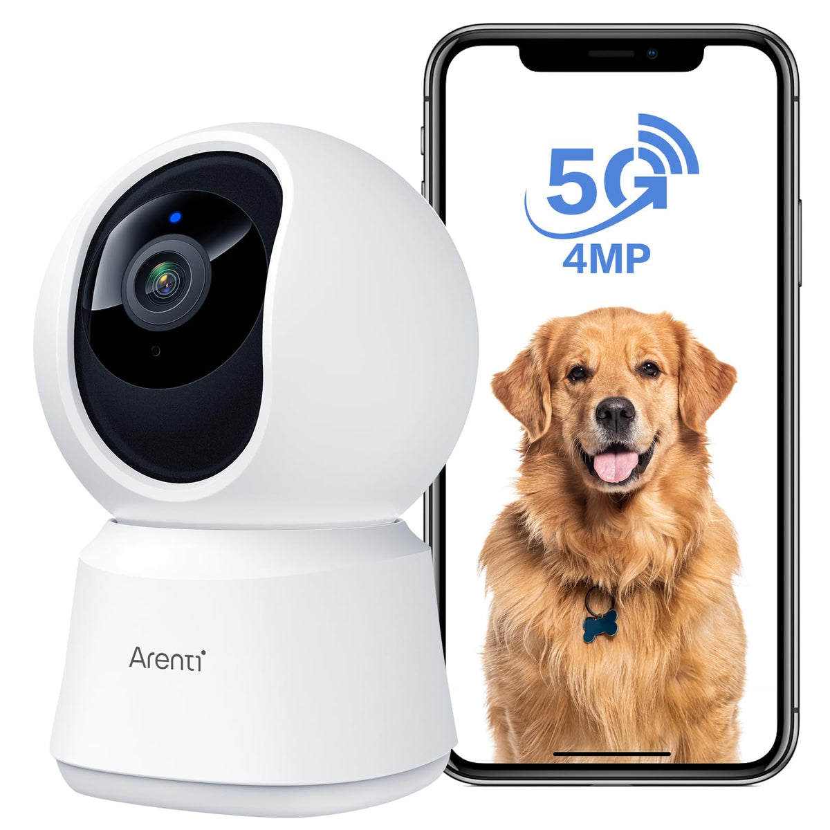 ARENTI 5ghz wifi camera front view for reliable remote monitoring.