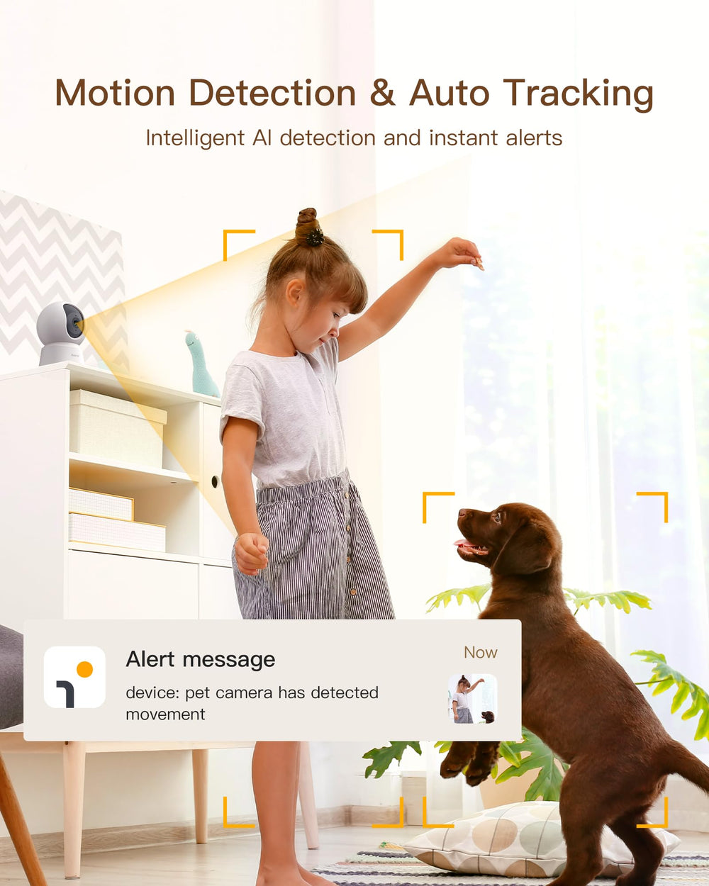 ARENTI auto-tracking following pet shows camera pans to track pets.