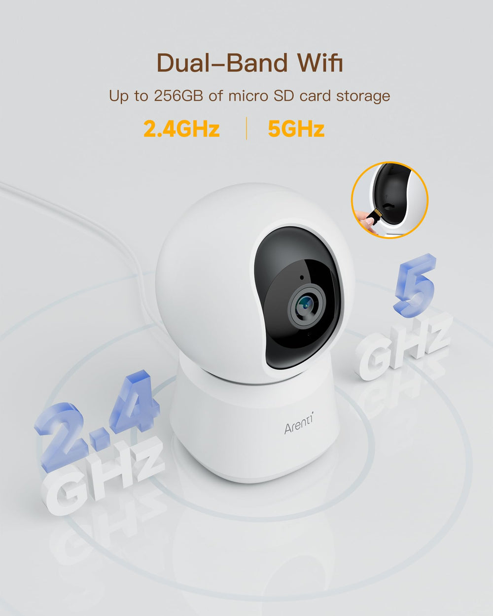 ARENTI baby room monitoring highlights infant safety with clear video feed.