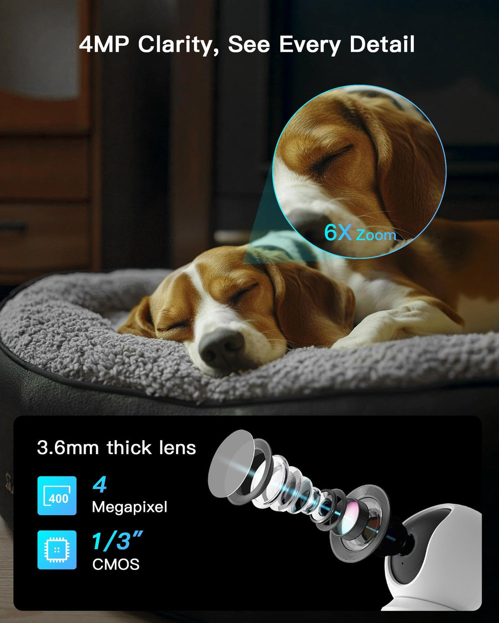 ARENTI pet camera auto-tracking demonstrates hands-free monitoring of active pets.
