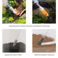 AREPK thin cleaning straw reaches tight gaps between rocks and decorations.