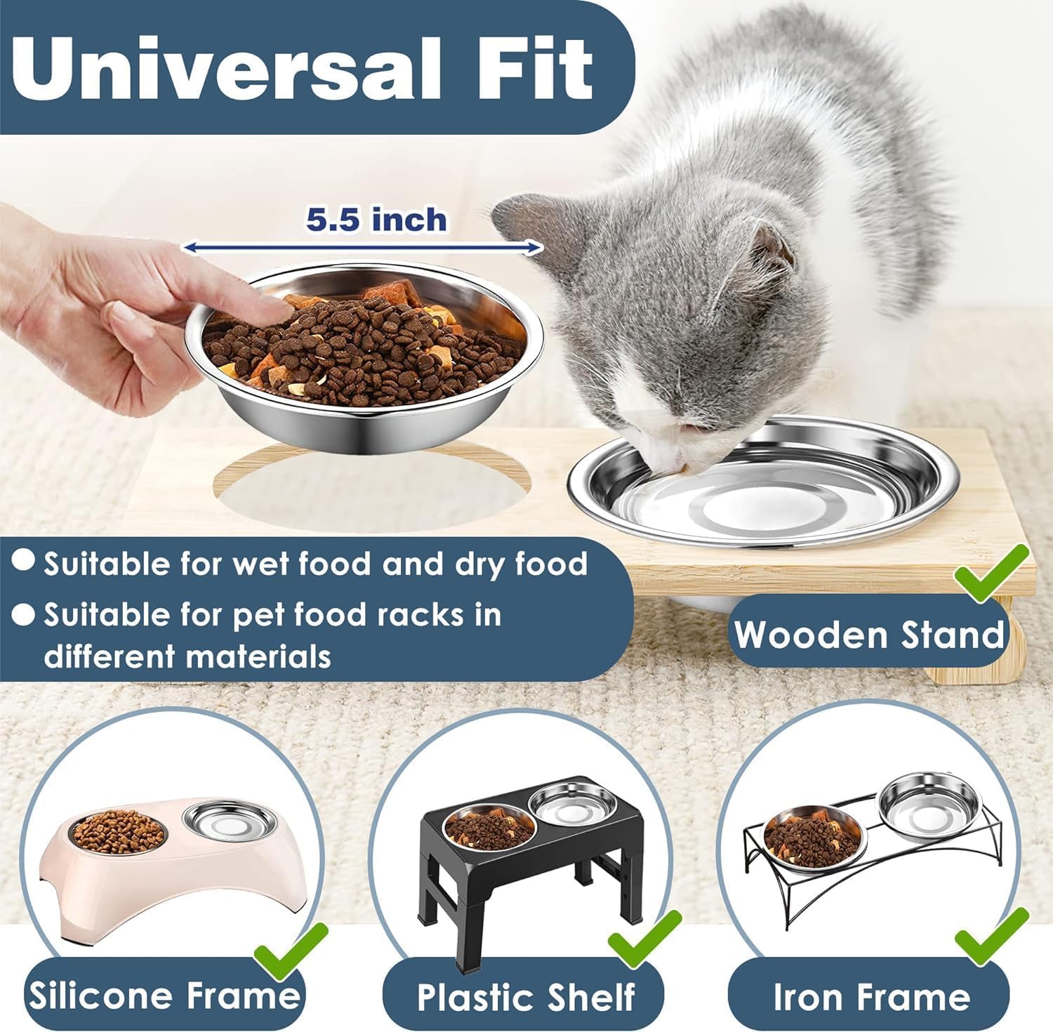 Arespark 5.5-inch low-profile cat bowls for comfortable eating posture.