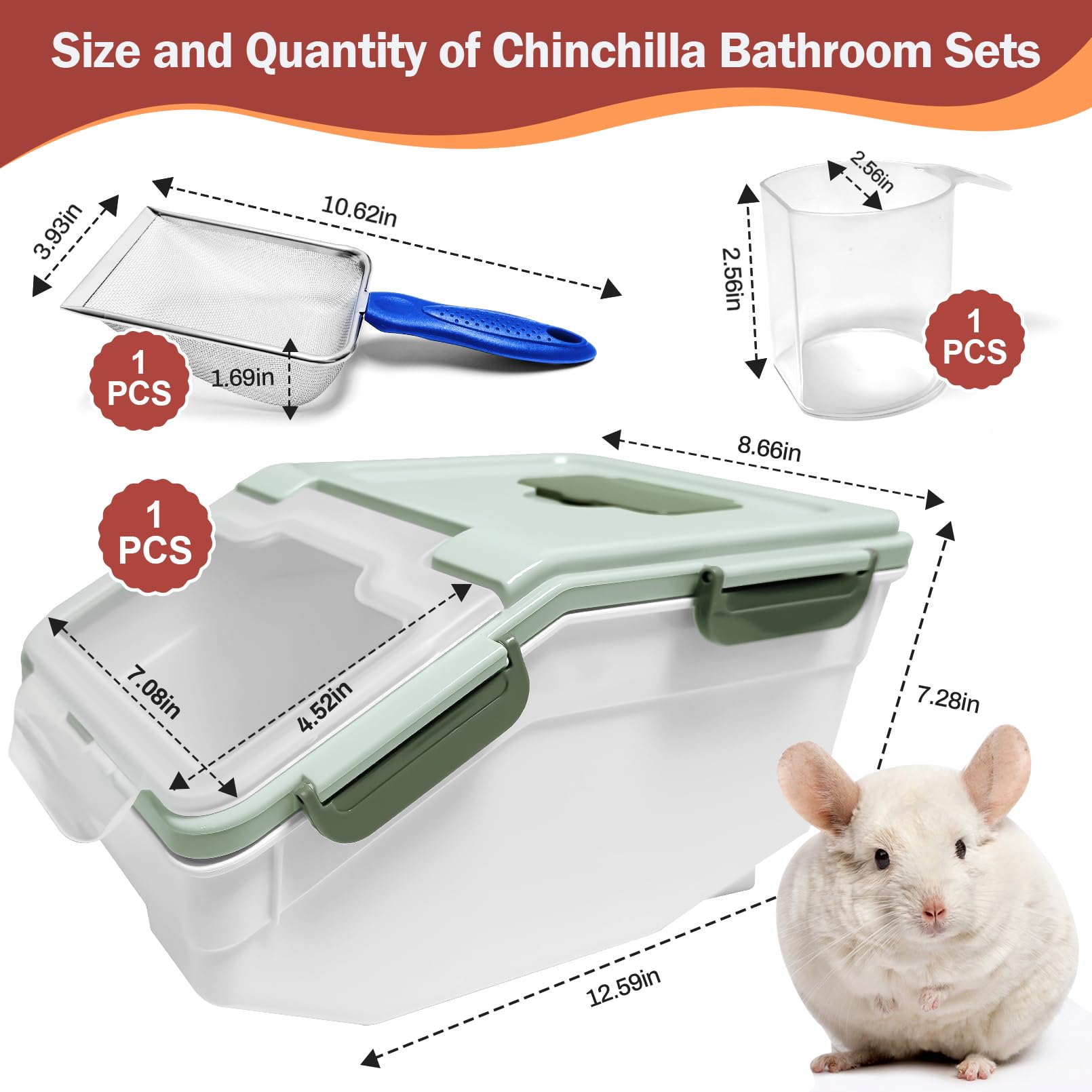 Arfubye chinchilla dust bath cover—transparent top for easy monitoring.