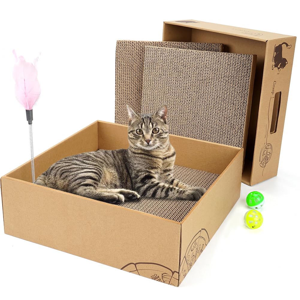 ARGOPET cat-scratcher-box-pizza-style offers a cozy lounge and play space for indoor cats