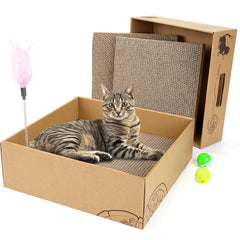 ARGOPET cat-scratcher-box-pizza-style offers a cozy lounge and play space for indoor cats
