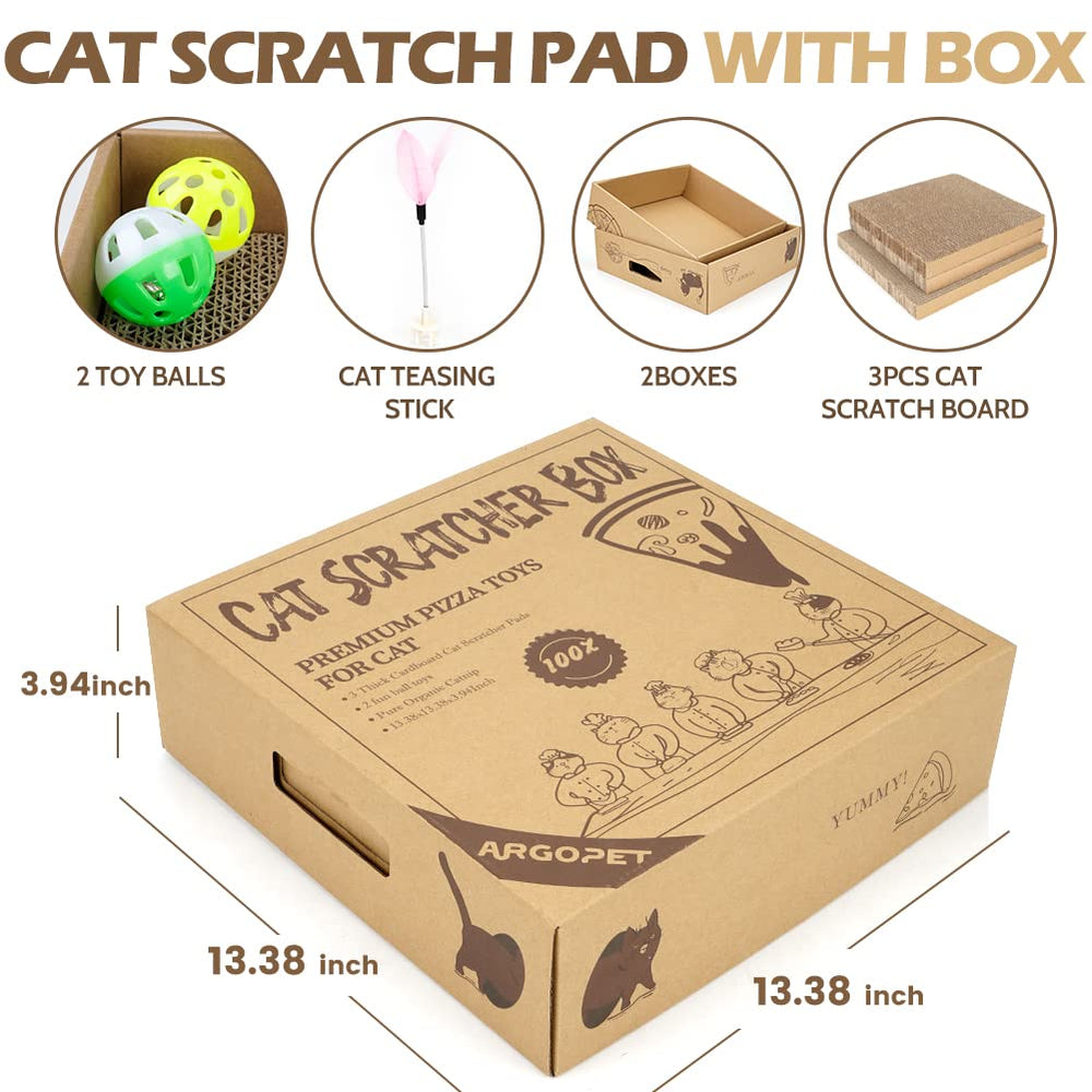ARGOPET cat-scratcher-box-scratching-pads shows dual pads for scratching and relaxation