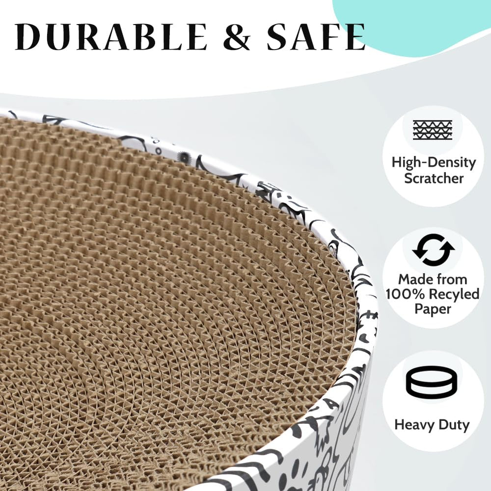 ARGOPET cat-scratcher-toy-bowl showing multi-use scratch, rest, and play