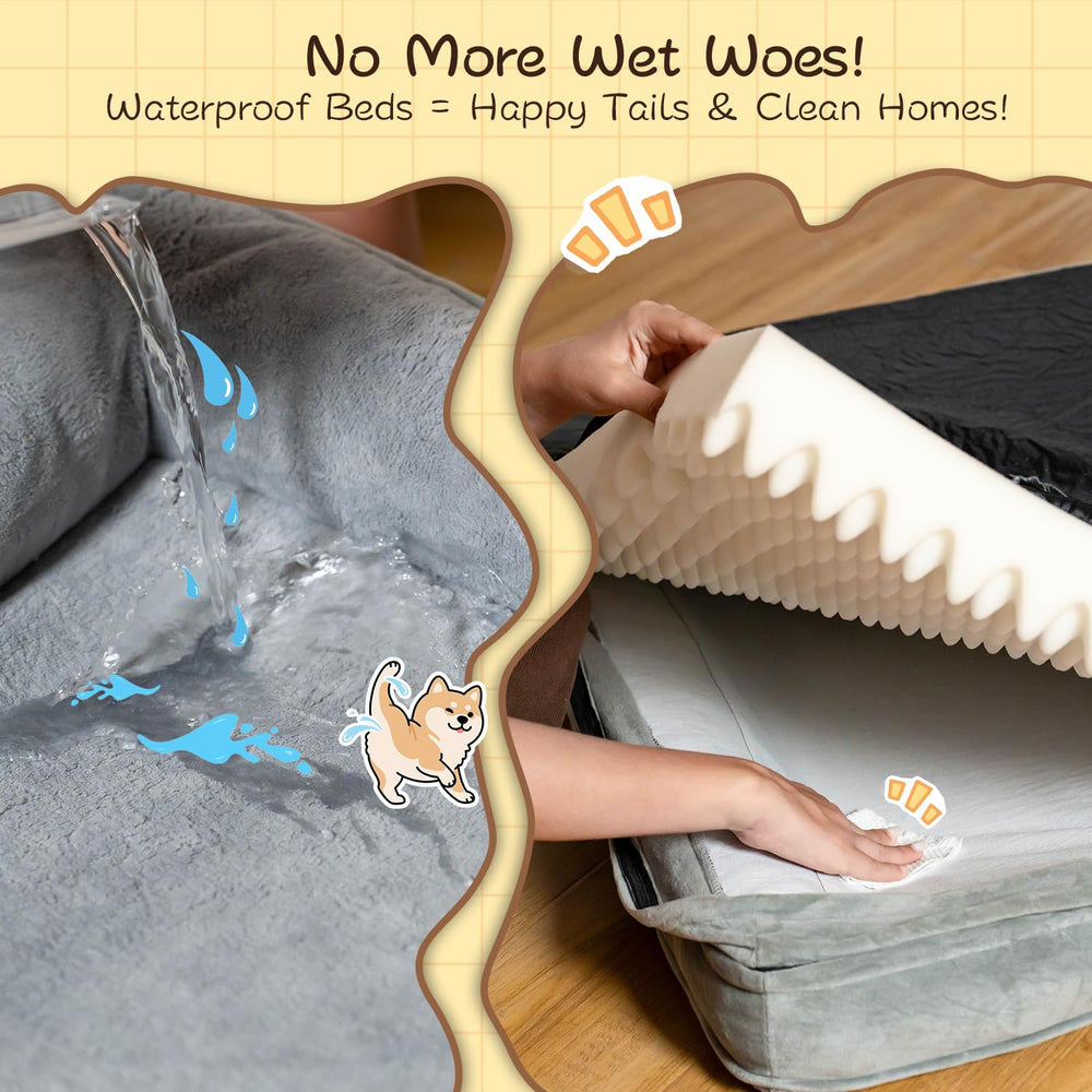 ARHAT orthopedic dog bed waterproof lining close-up protecting interior from spills